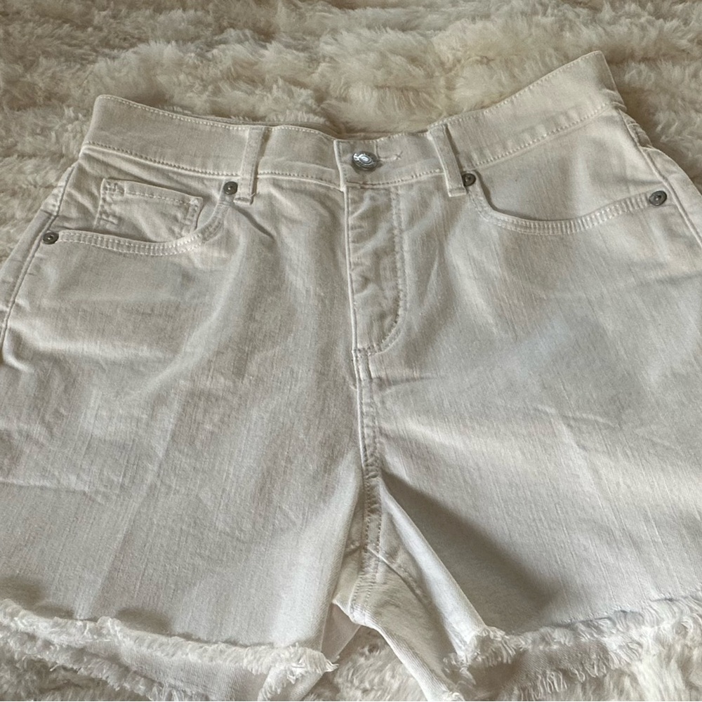 LOFT White Jean Shorts with Frayed Hem